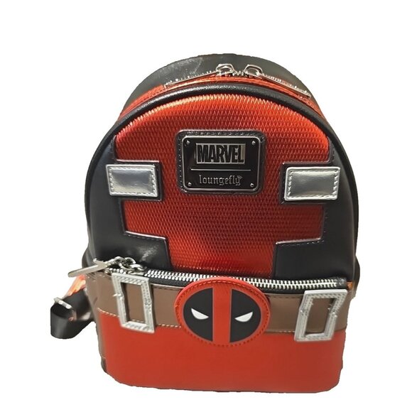 Marvel Deadpool Cosplay Mini Backpack Metallic Red Loungefly Polybag Brand New - Picture 7 of 14